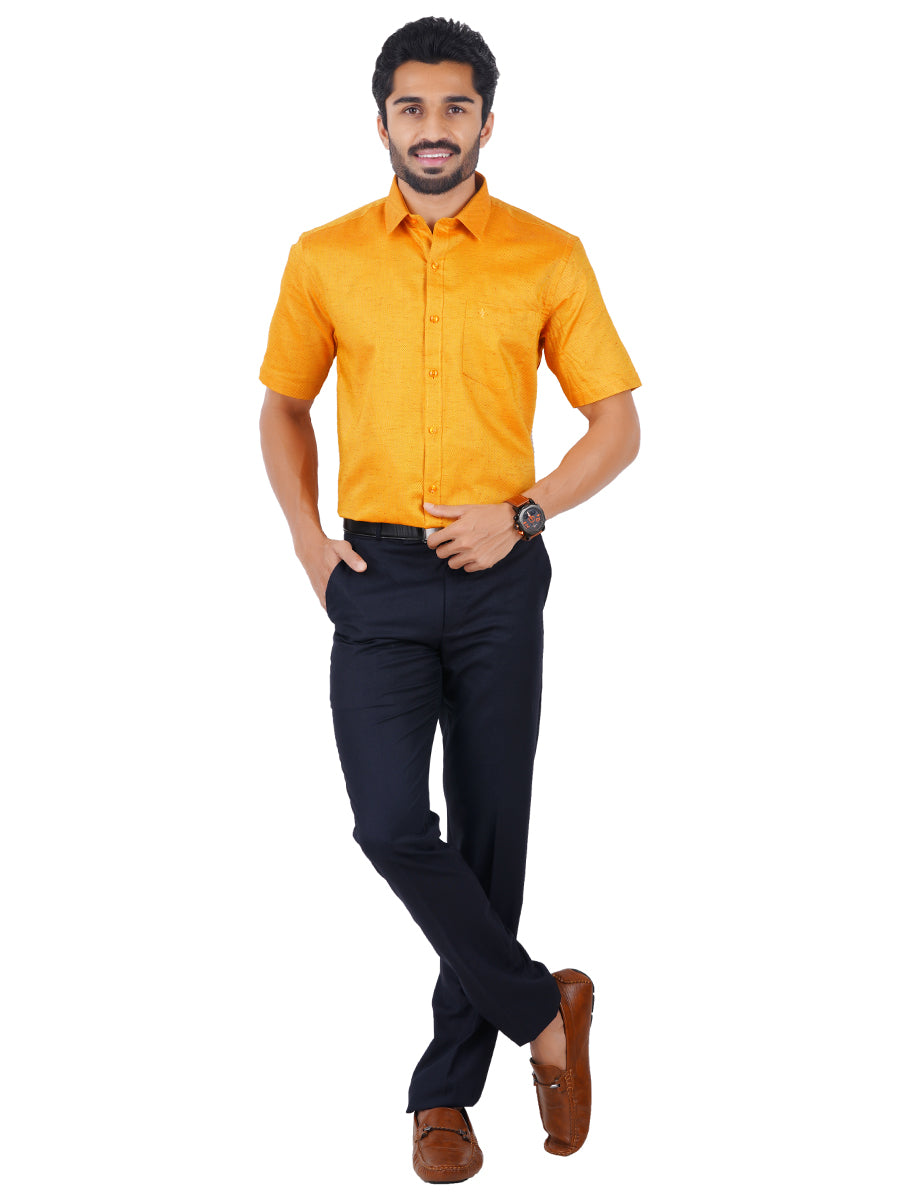 Mens Formal Shirt Half Sleeves Bright Orange T18 CY2-Full view