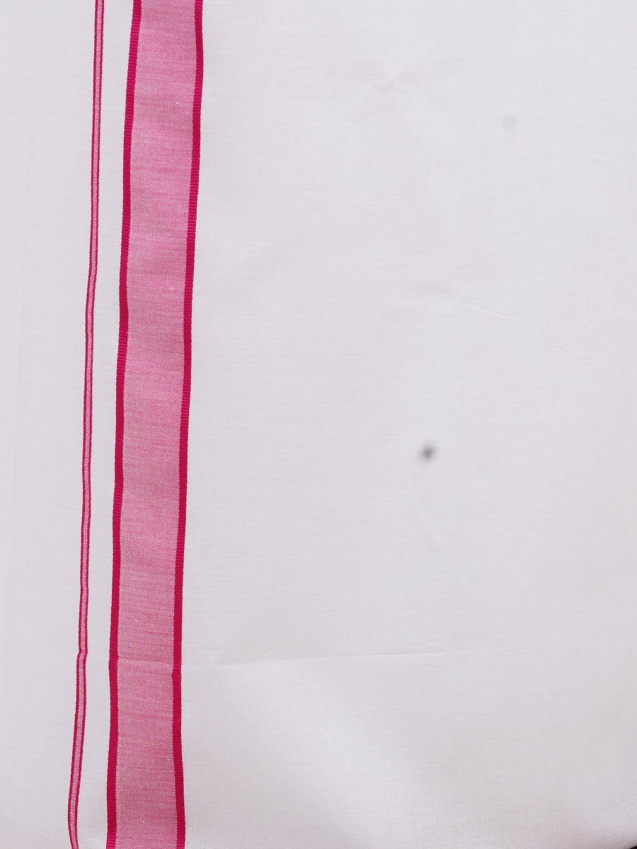 Mens Fancy Border Dhoti & Shirt Set Half Sleeves Pink G110-Bottom view