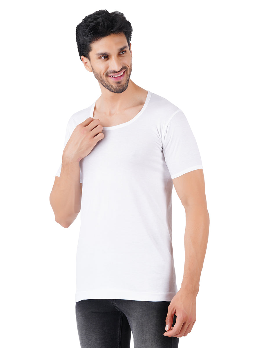 Mens Fine Cotton White Sleeve Banian RNS Rise Up(2 PCs Pack)-Side view