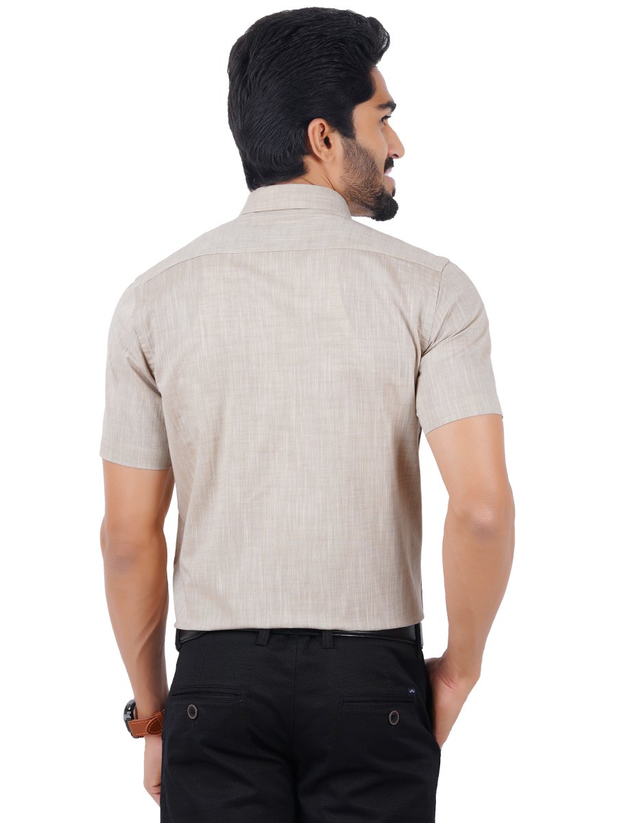 Mens Formal Shirt Half Sleeves Plus Size Light Grey CL2 GT10-Back view