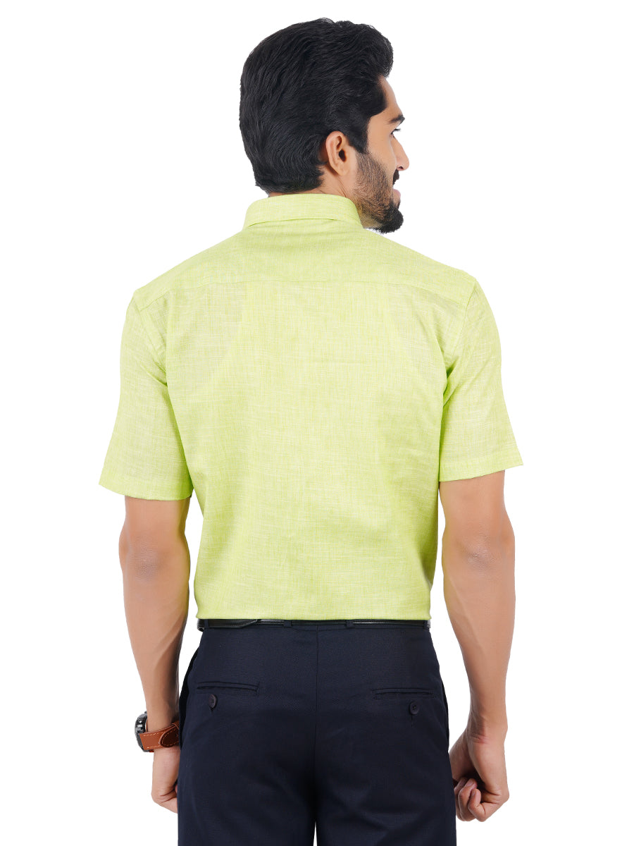 Mens Cotton Blended Formal Shirt Half Sleeves Light Green T12 CK1-Back view