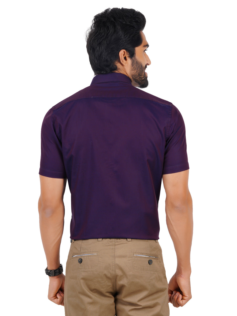 Premium Cotton Shirt Half Sleeves Dark Purple EL GP16-Back view