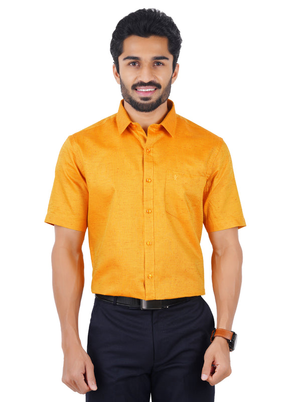 Mens Formal Shirt Half Sleeves Bright Orange T18 CY2