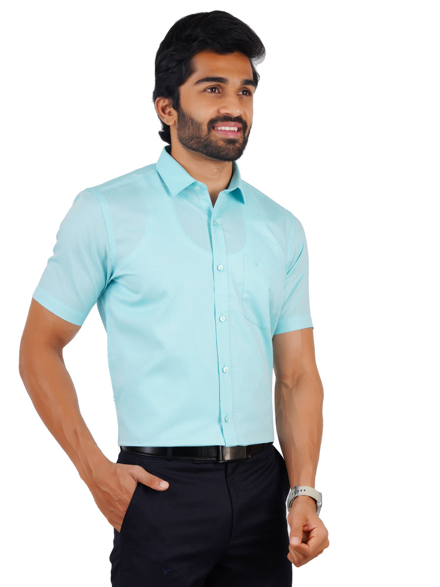 Premium Cotton Shirt Half Sleeves Sky Blue EL GP19-Side view
