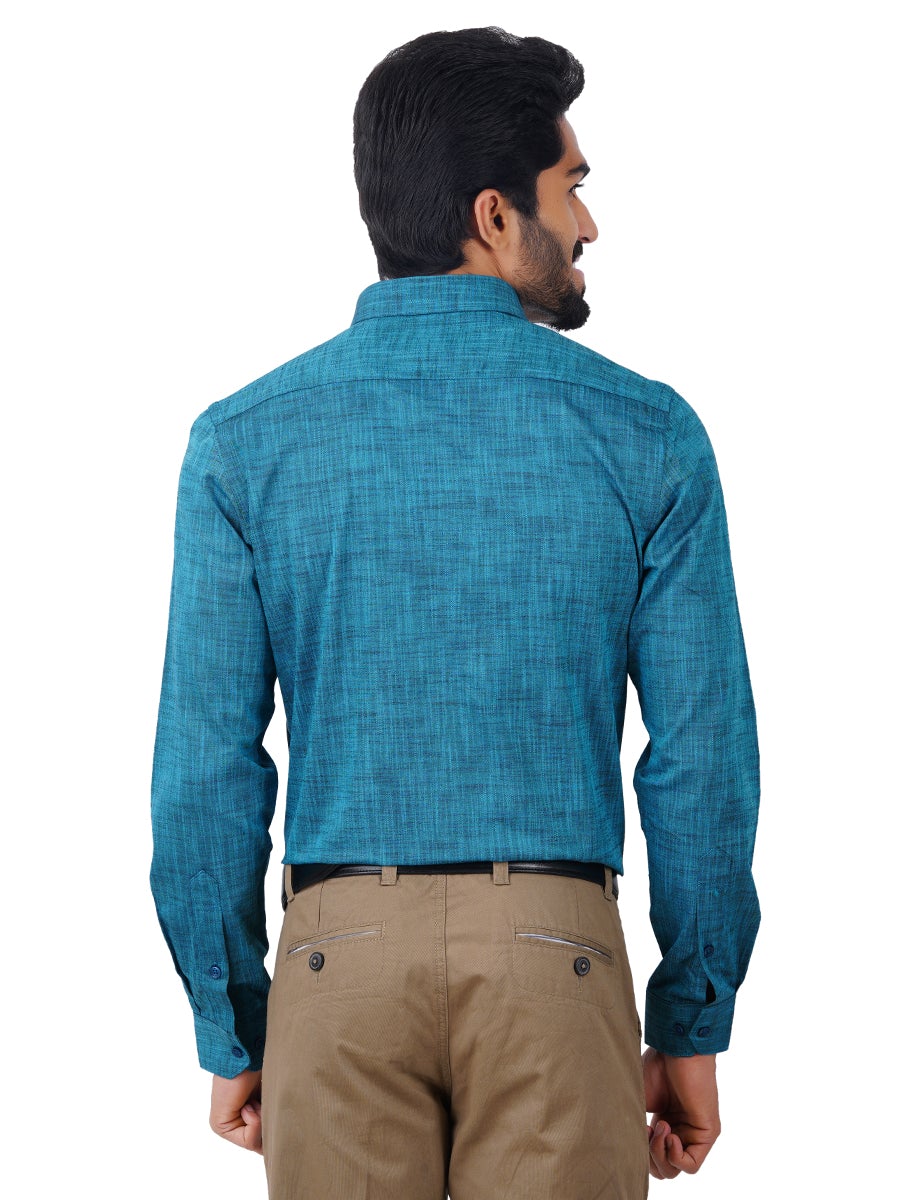 Mens Formal Shirt Full Sleeves Plus Size Blue CL2 GT9-Back view
