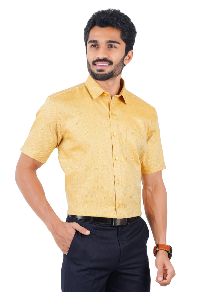 Mens Formal Shirt Half Sleeves Light Orange T18 CY6-Side view