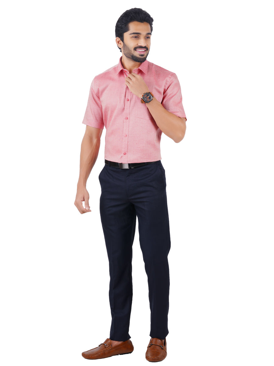 Men Cotton Rich Half Sleeves Shirt Bright Pink T18 CY3