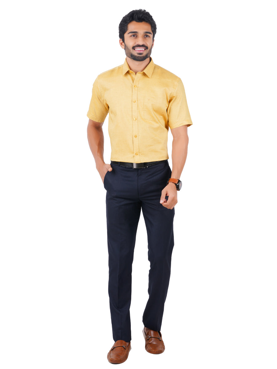 Mens Formal Shirt Half Sleeves Light Orange T18 CY6-Full view