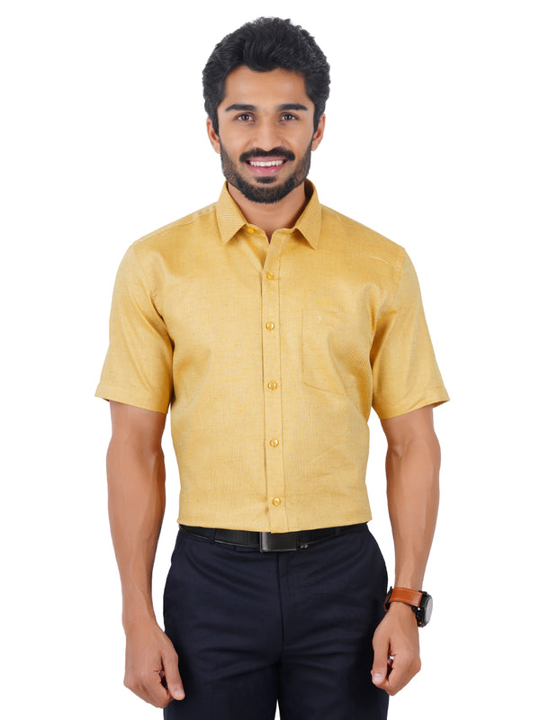 Mens Formal Shirt Half Sleeves Light Orange T18 CY6