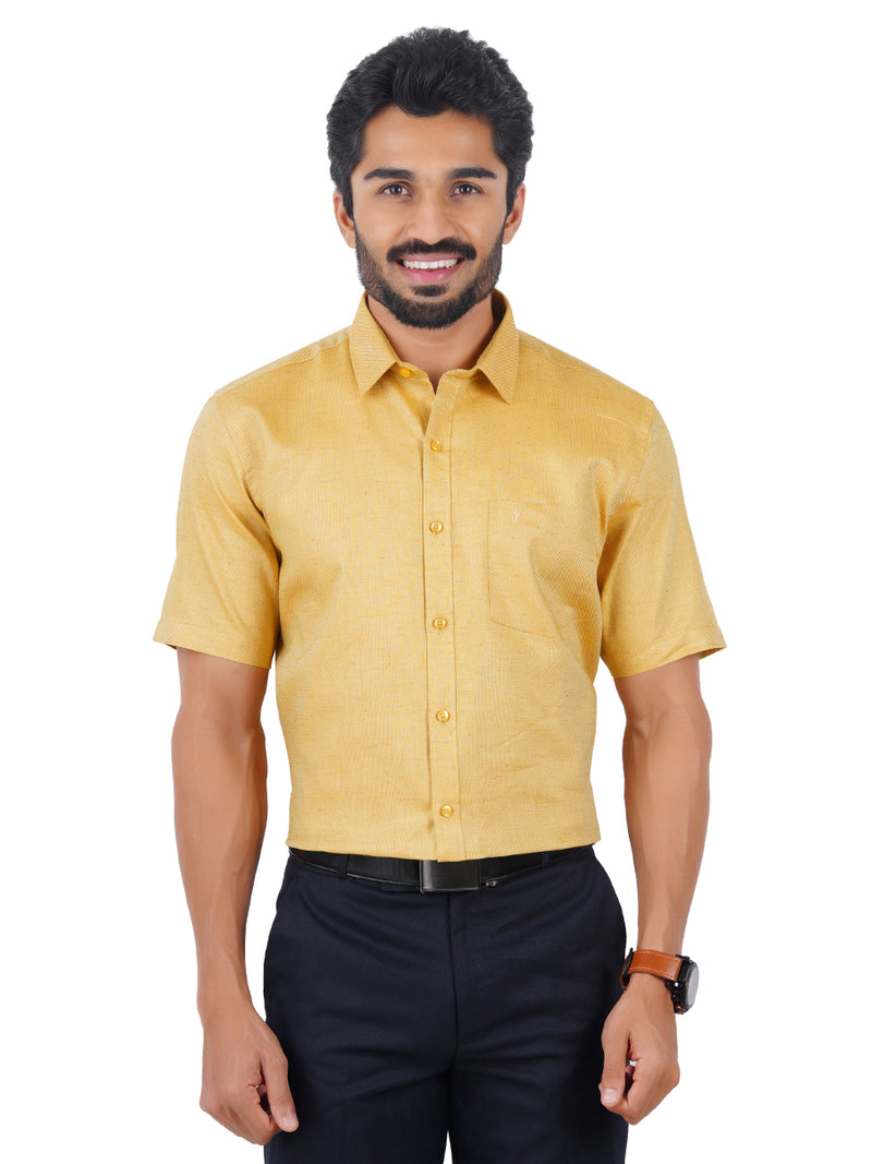 Mens Formal Shirt Half Sleeves Light Orange T18 CY6