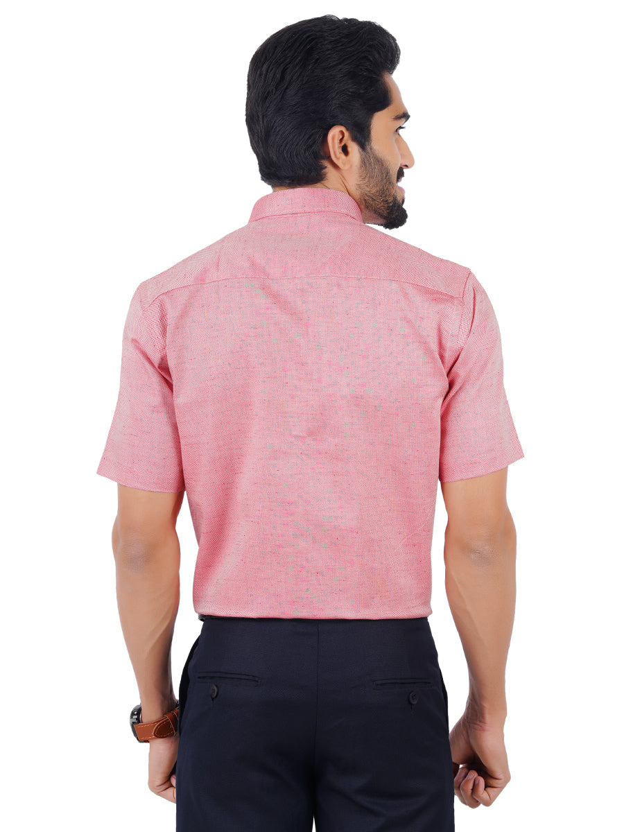 Men Poly Cotton Shirt Half Sleeves Bright Pink T18 CY3