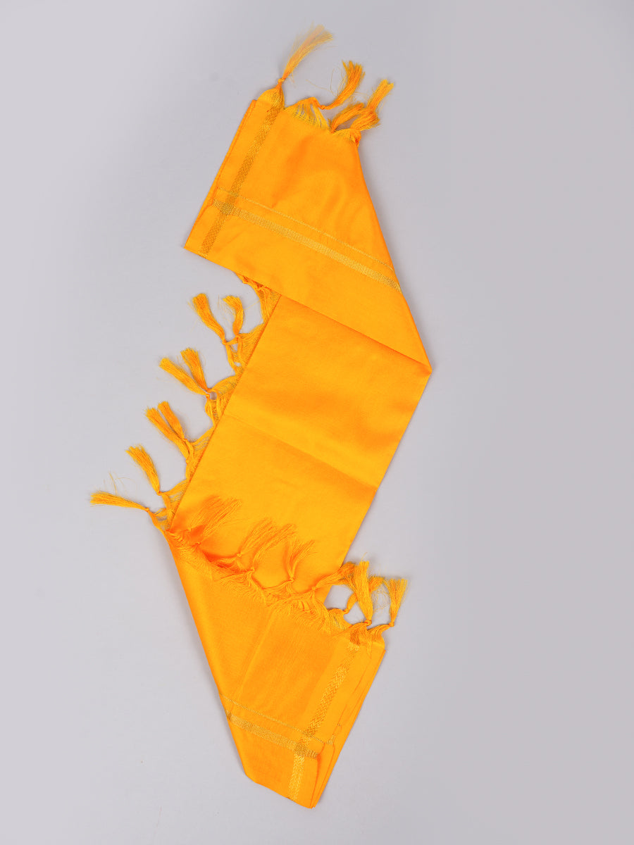 Silk Pooja Towel 2 Mulam Yellow