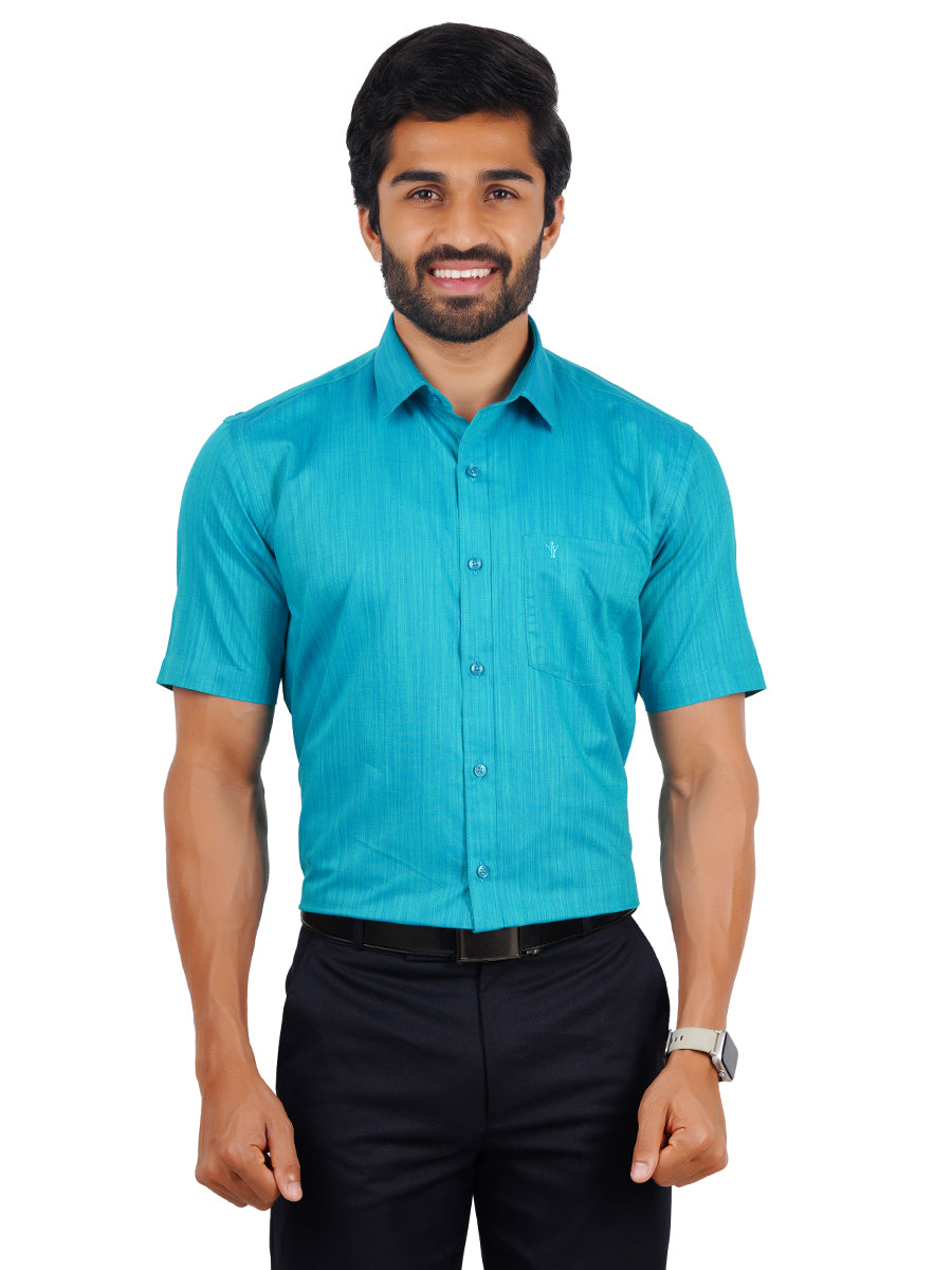 Men Cotton Rich Shirt Blue T32 TH9