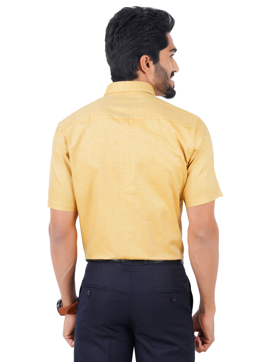 Mens Formal Shirt Half Sleeves Light Orange T18 CY6-Back view