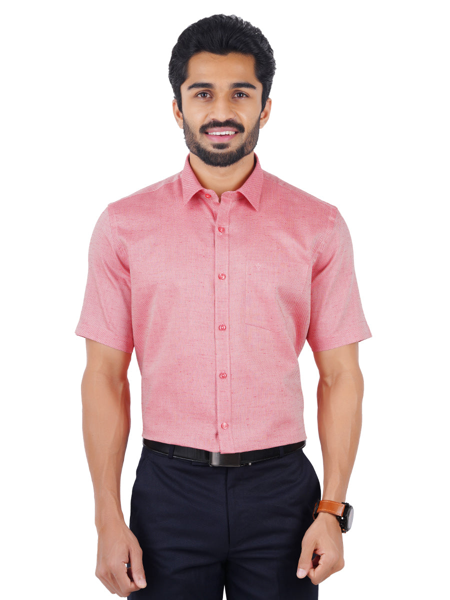 Men Cotton Rich Half Sleeves Shirt Bright Pink T18 CY3