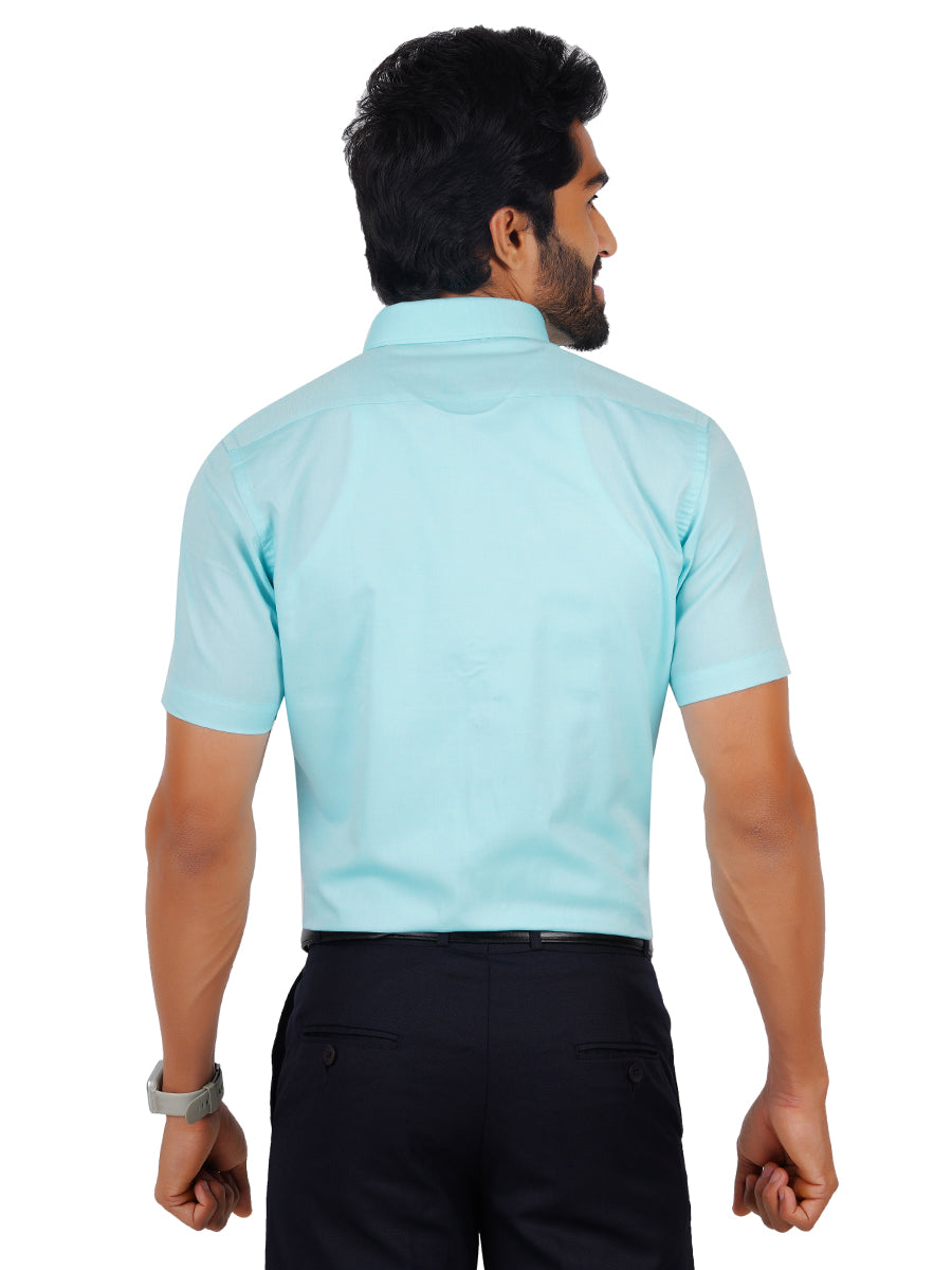 Premium Cotton Shirt Half Sleeves Sky Blue EL GP19-Back view