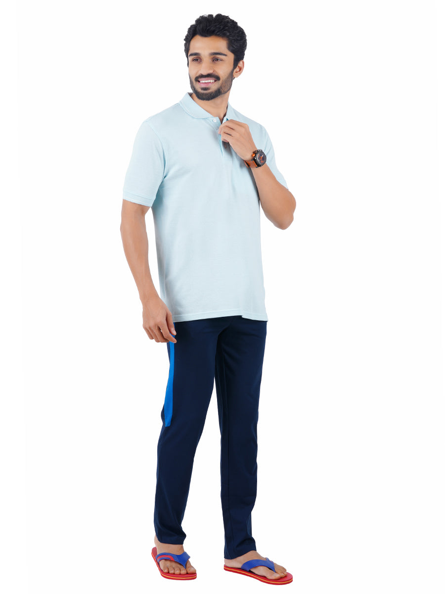 Mens Super Combed Cotton Polo T-Shirt with Smart Fit Track Pant Set-Side view