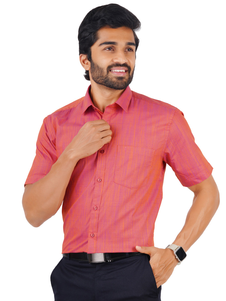 Mens Formal Shirt Half Sleeves Pale Violet Red T32 TH10