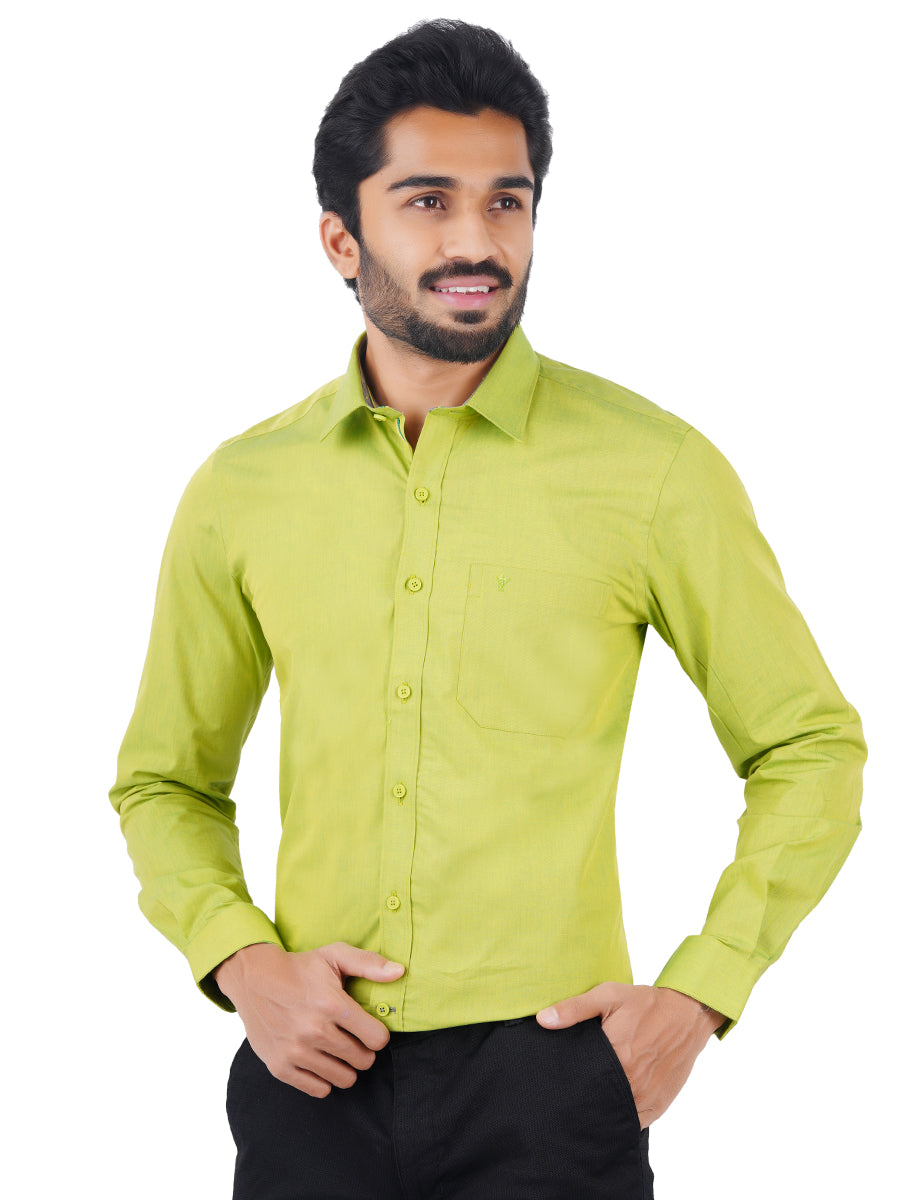 Mens Premium Cotton Formal Shirt Full Sleeves Green MH G112-Full view
