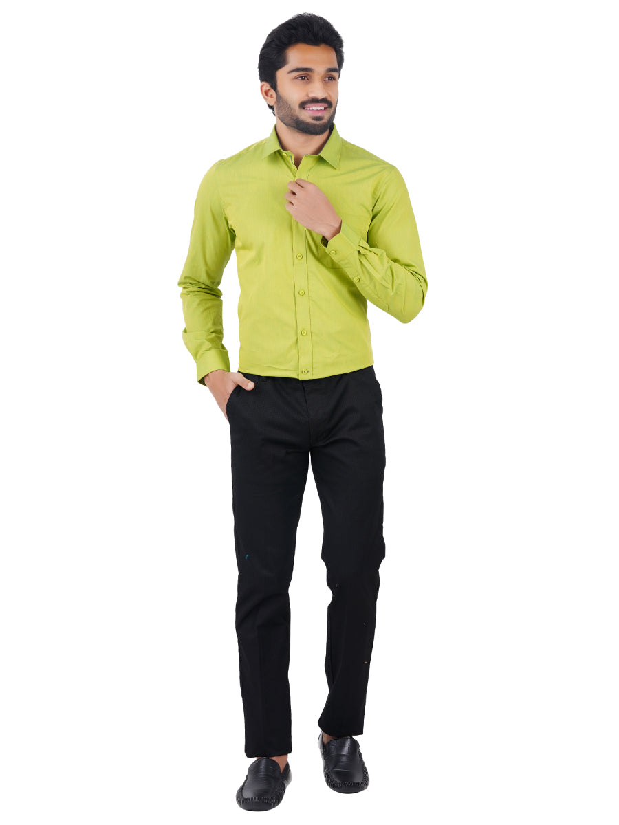 Mens Premium Cotton Formal Shirt Full Sleeves Green MH G112-Front view