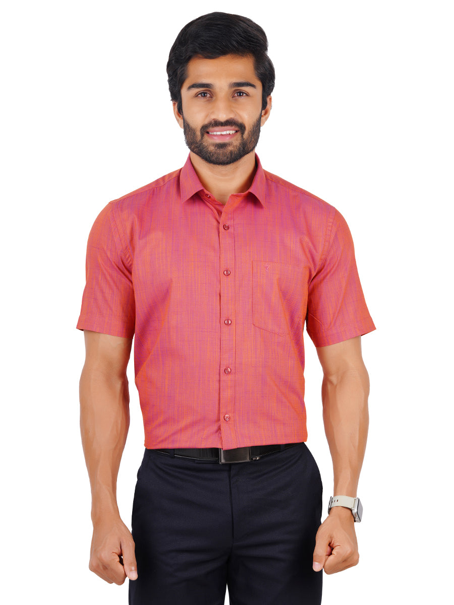 Mens Formal Shirt Half Sleeves Pale Violet Red T32 TH10-Front view
