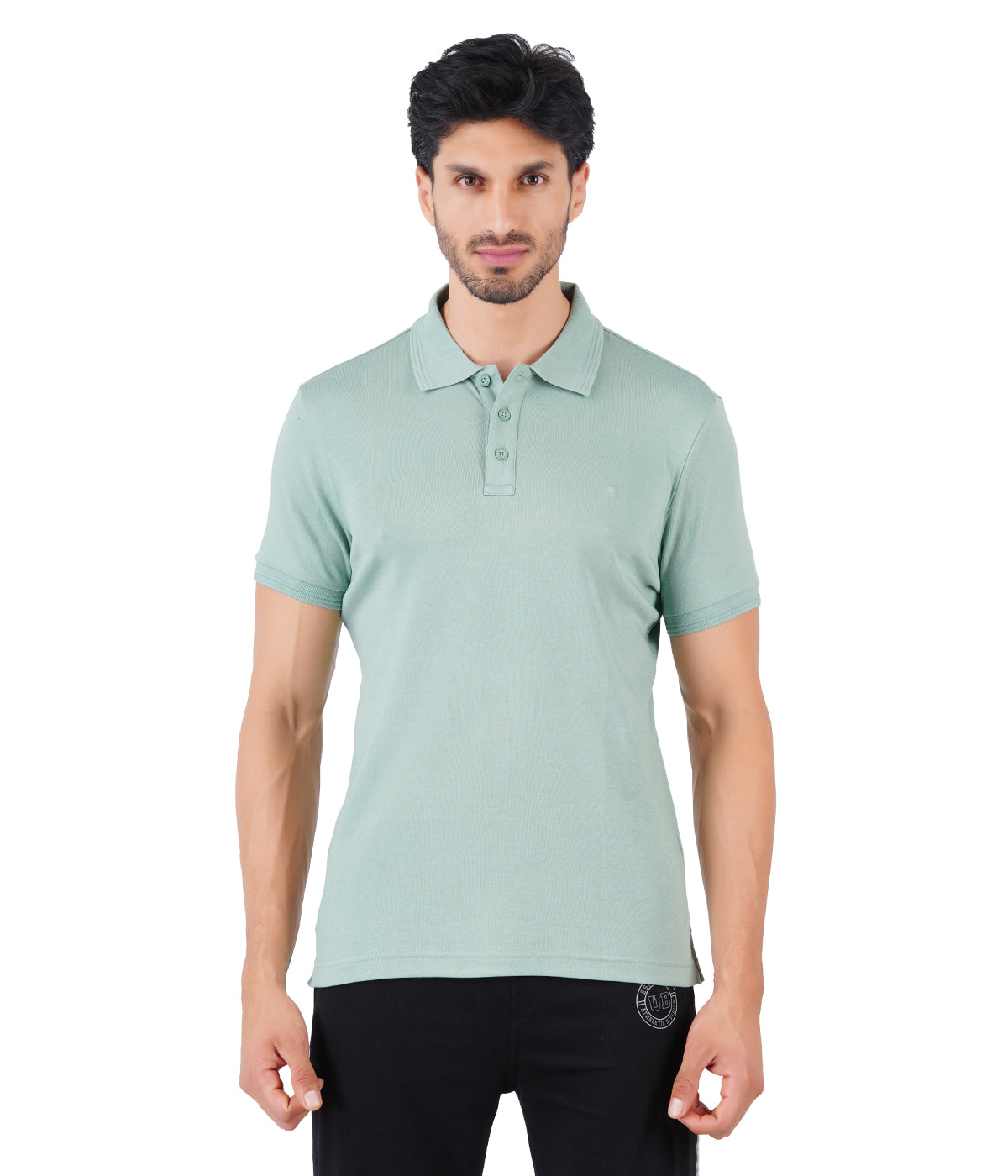 Men's Mint Green Super Combed Cotton Half Sleeves Polo T-Shirt