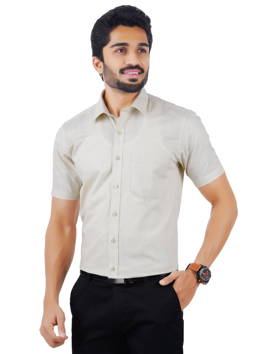 Mens Formal Shirt Half Sleeves Cream CL2 GT15-Front view