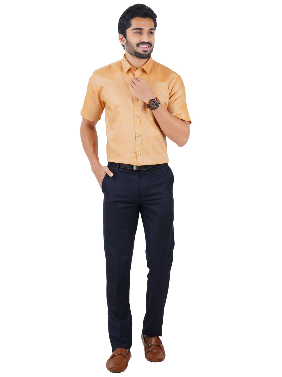 Mens Formal Shirt Half Sleeves Light Orange T18 CY1-Full view