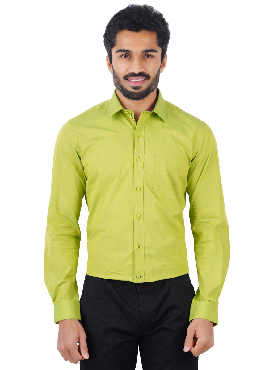 Mens Premium Cotton Formal Shirt Full Sleeves Green MH G112
