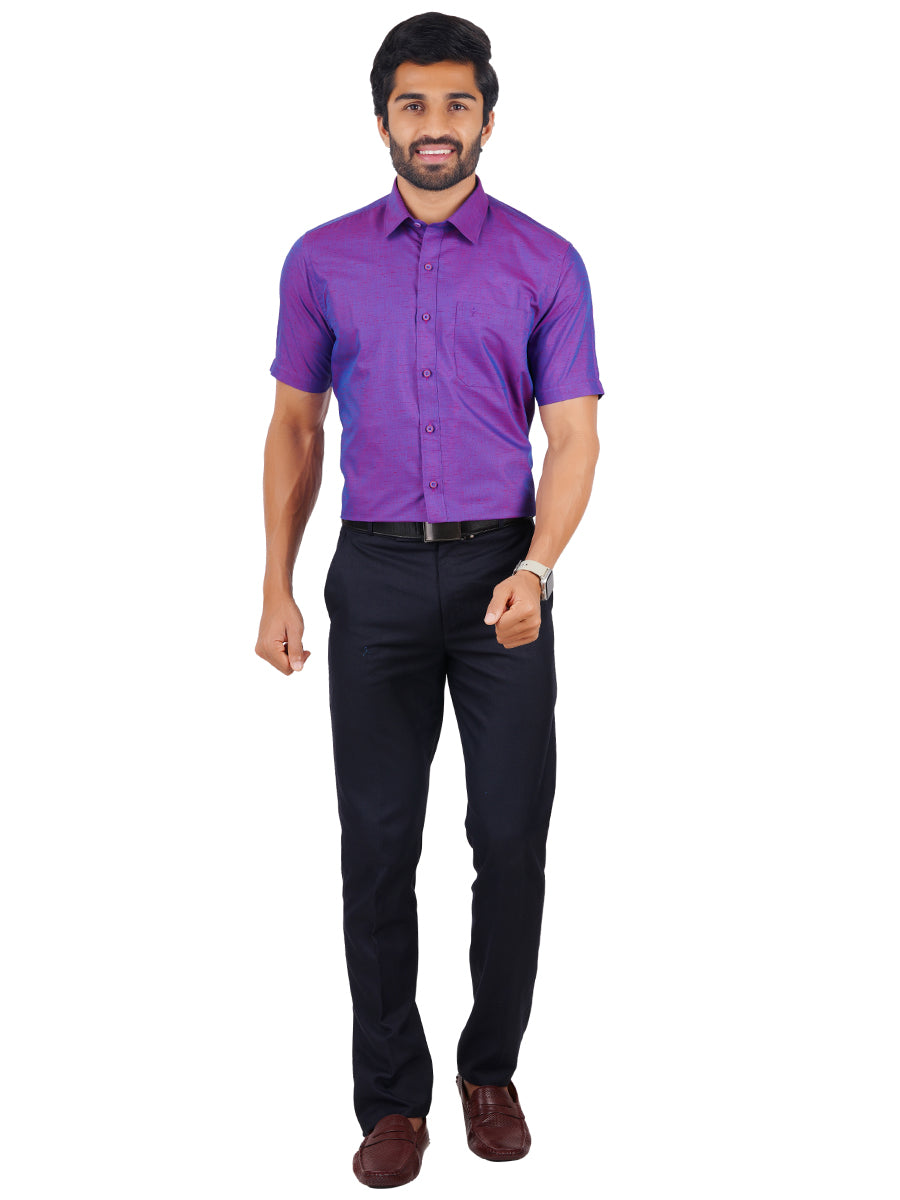 Mens Formal Shirt Half Sleeves Pale Purple T16 CO7-Full view