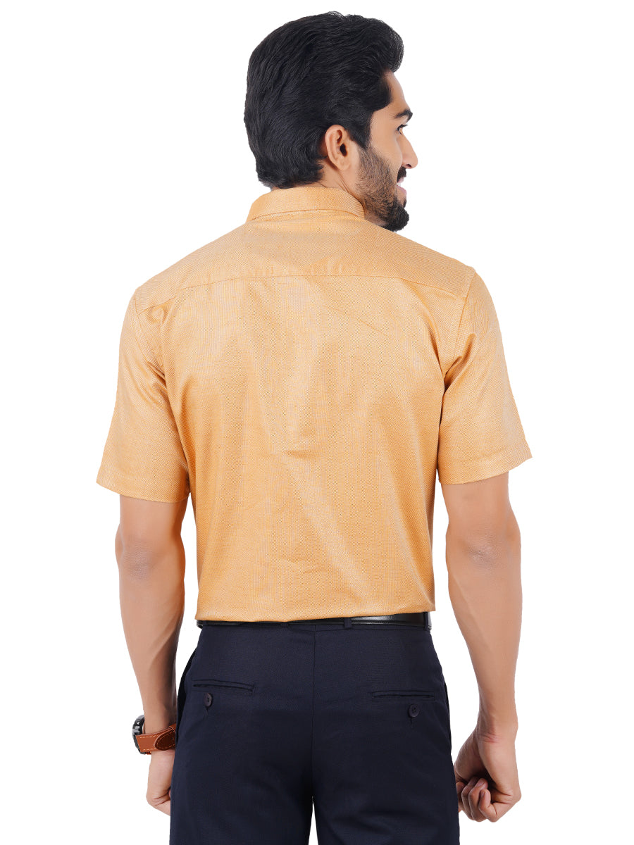 Mens Formal Shirt Half Sleeves Light Orange T18 CY1-Back view