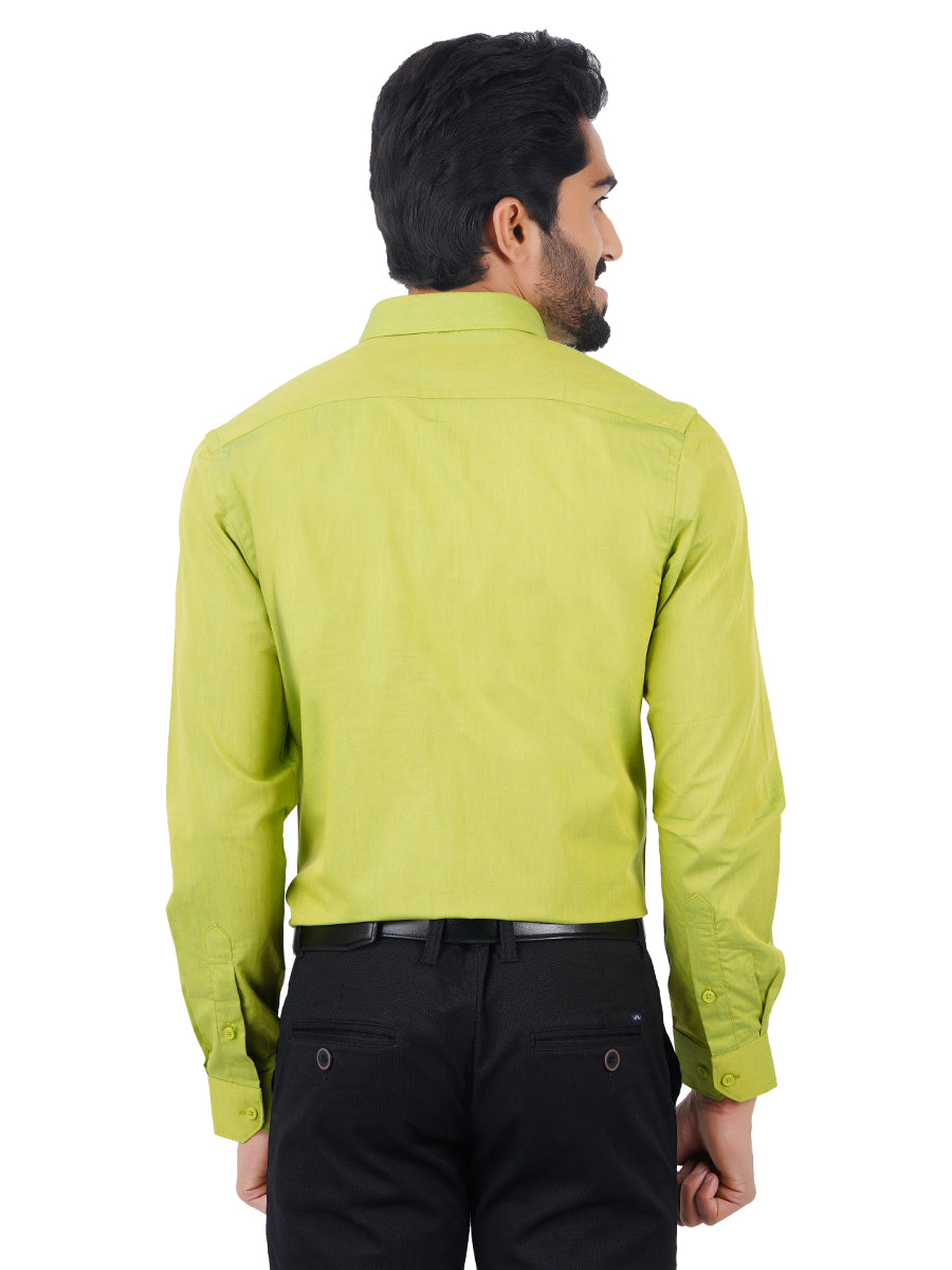 Mens Premium Cotton Formal Shirt Full Sleeves Green MH G112-Back view