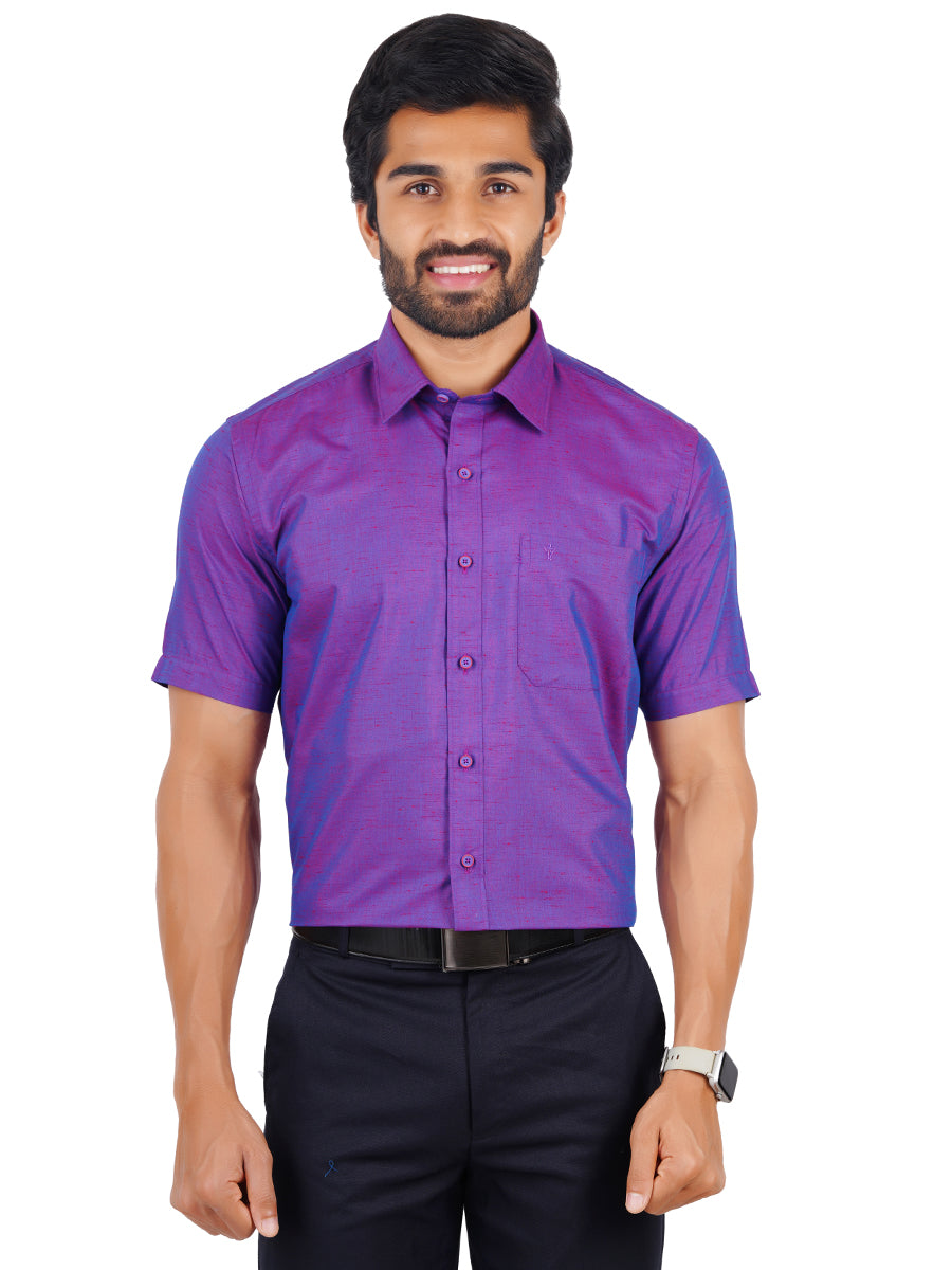 Mens Formal Shirt Half Sleeves Pale Purple T16 CO7-Front view