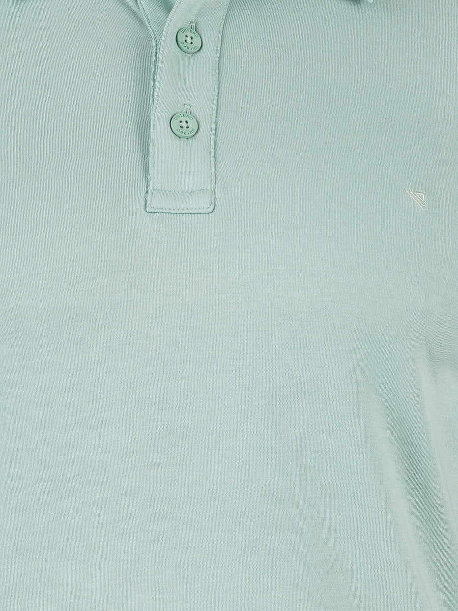 Men's Mint Green Super Combed Cotton Half Sleeves Polo T-Shirt-Zoom view