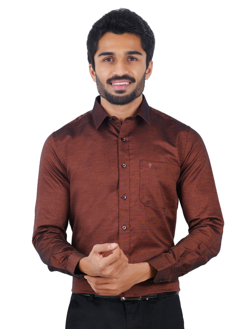 Premium Cotton Shirt Full Sleeves Brown EL GP12