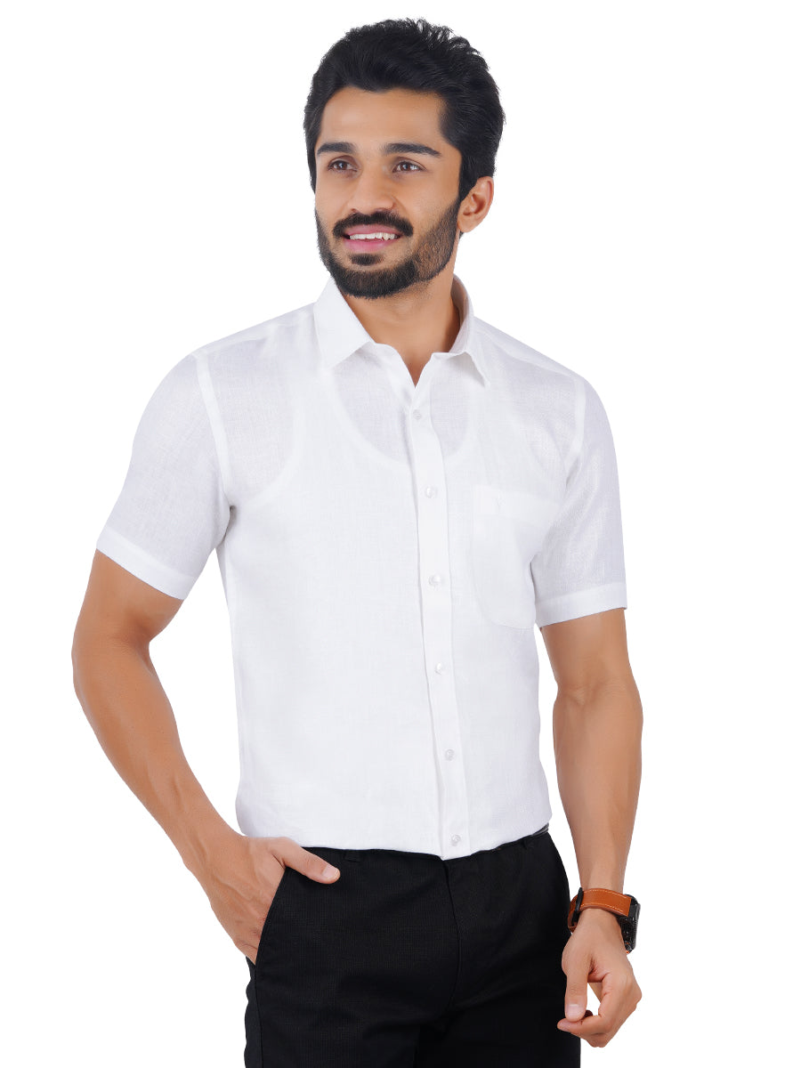 Mens RR Linen Cotton Half Sleeves Plus Size Shirt-Side alternative view