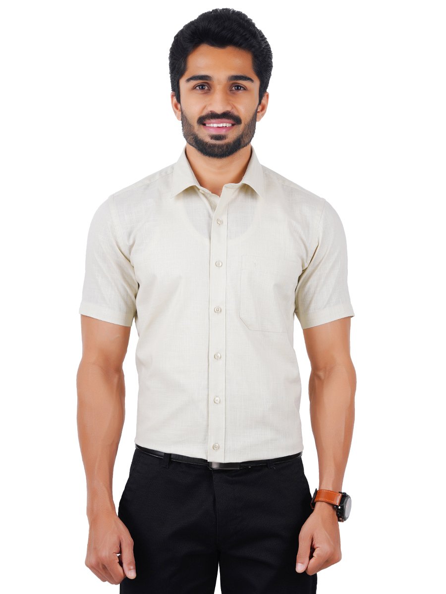 Mens Formal Shirt Half Sleeves Plus Size Cream CL2 GT15