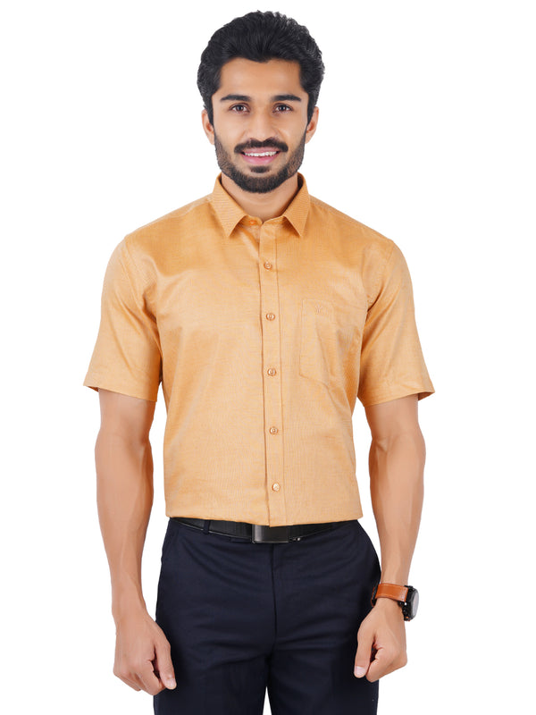 Mens Formal Shirt Half Sleeves Light Orange T18 CY1