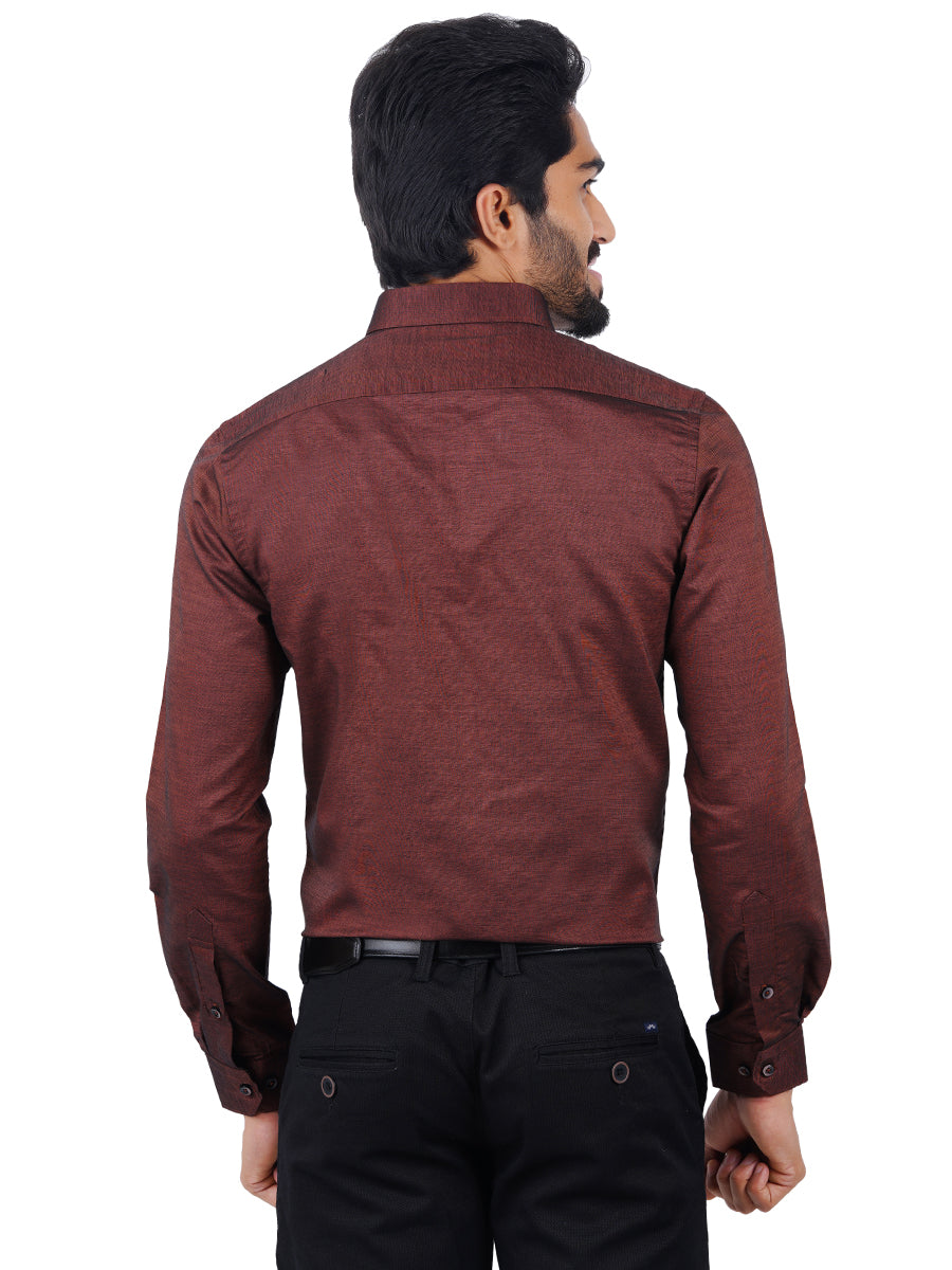 Premium Cotton Shirt Full Sleeves Brown EL GP12-Back view