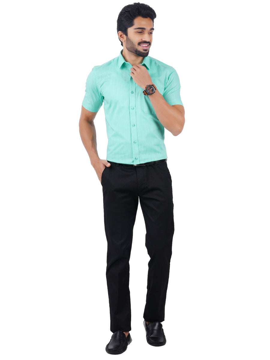 Mens Formal Shirt Half Sleeves Vivid Cyan CL2 GT6-Full view