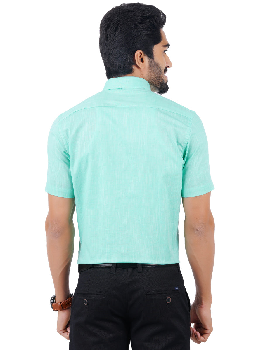 Mens Formal Shirt Half Sleeves Vivid Cyan CL2 GT6-Back view