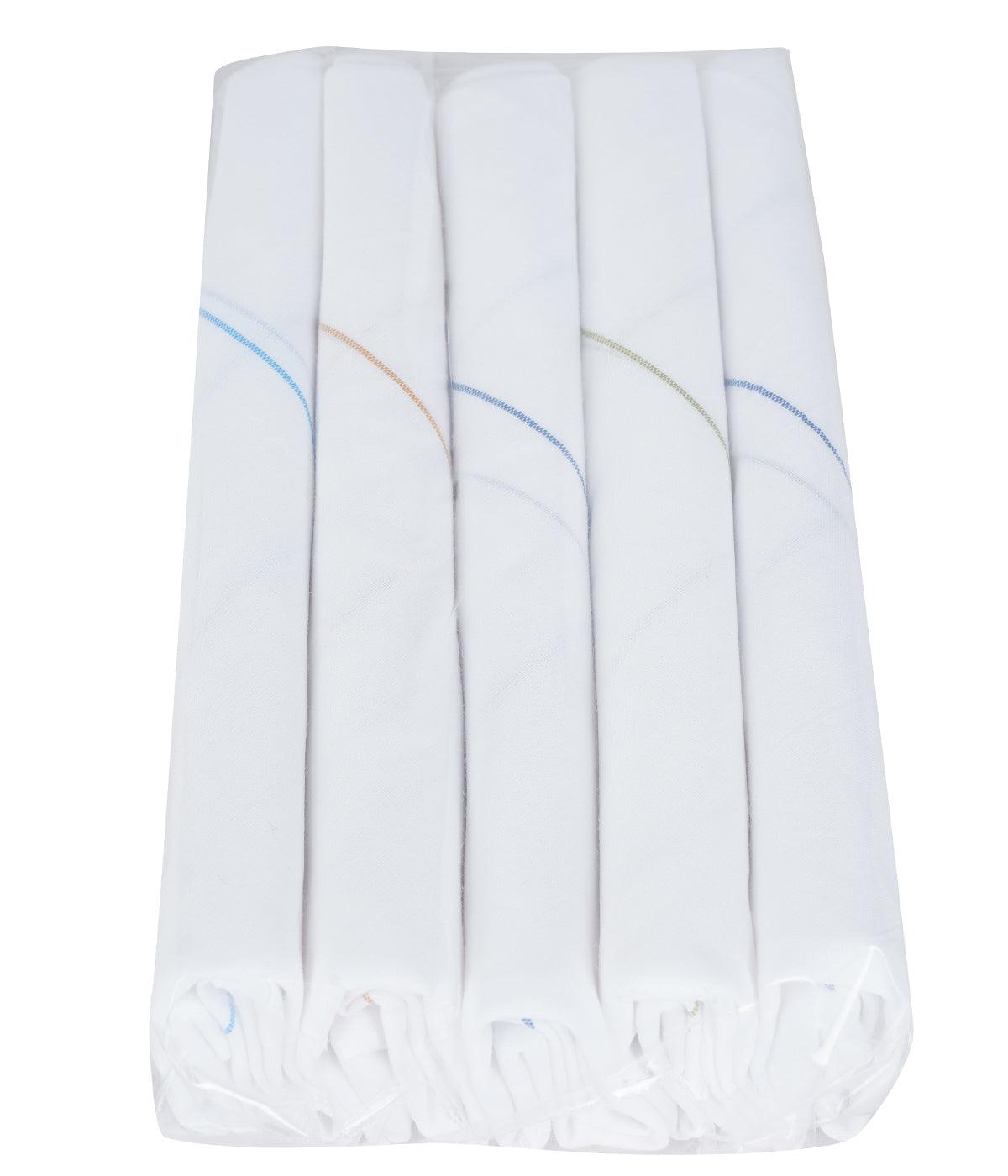 Cotton White Hand Kerchief (5 in 1) -  Ramraj Cotton-Zoom view