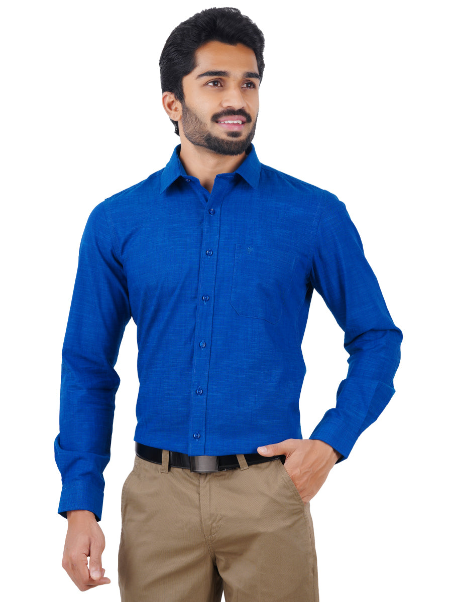 Mens Formal Shirt Full Sleeves Blue CL2 GT5-Front view\