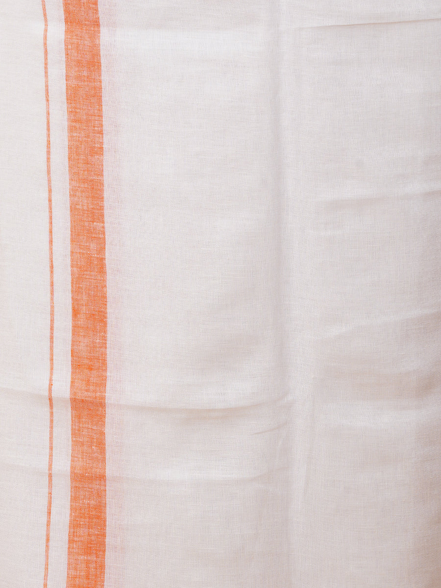 Mens Premium Pure Linen Shirt Half Sleeve with Double Dhoti White 770-Zoom view