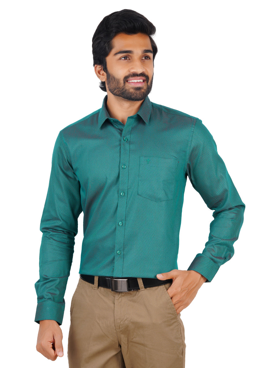 Mens Formal Shirt Full Sleeves Cyan Green T30 TF3