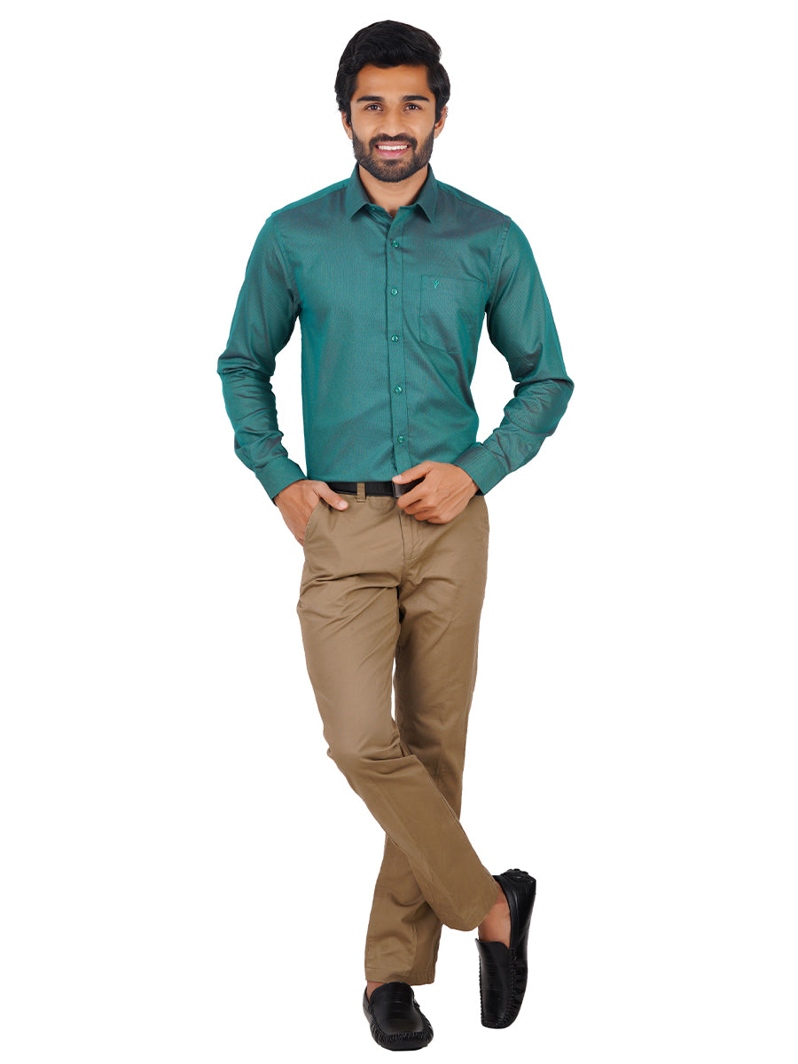 Mens Formal Shirt Full Sleeves Cyan Green T30 TF3-Front view