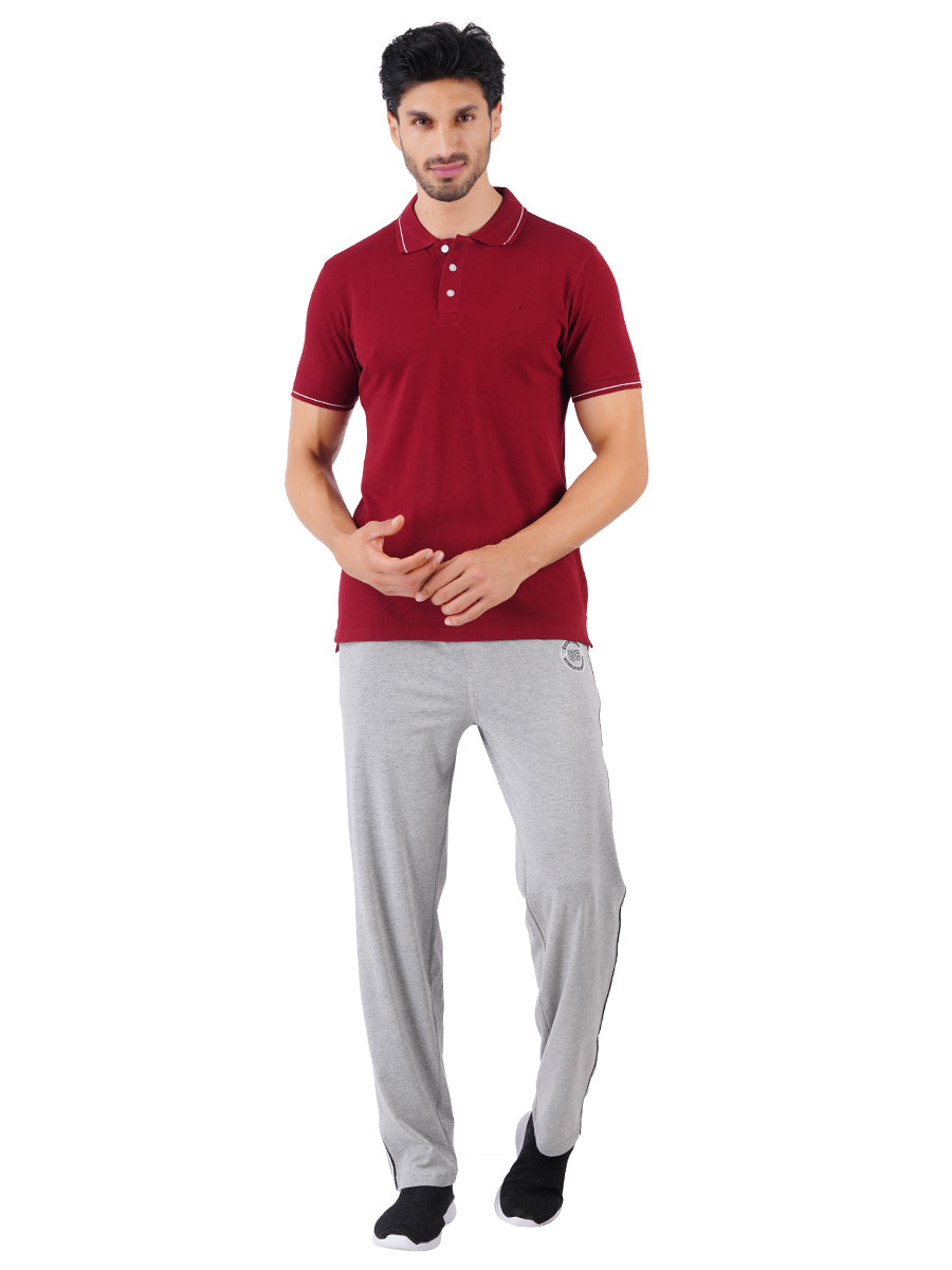 Men's Maroon Cotton Blend Half Sleeves Polo T-Shirt-Full view