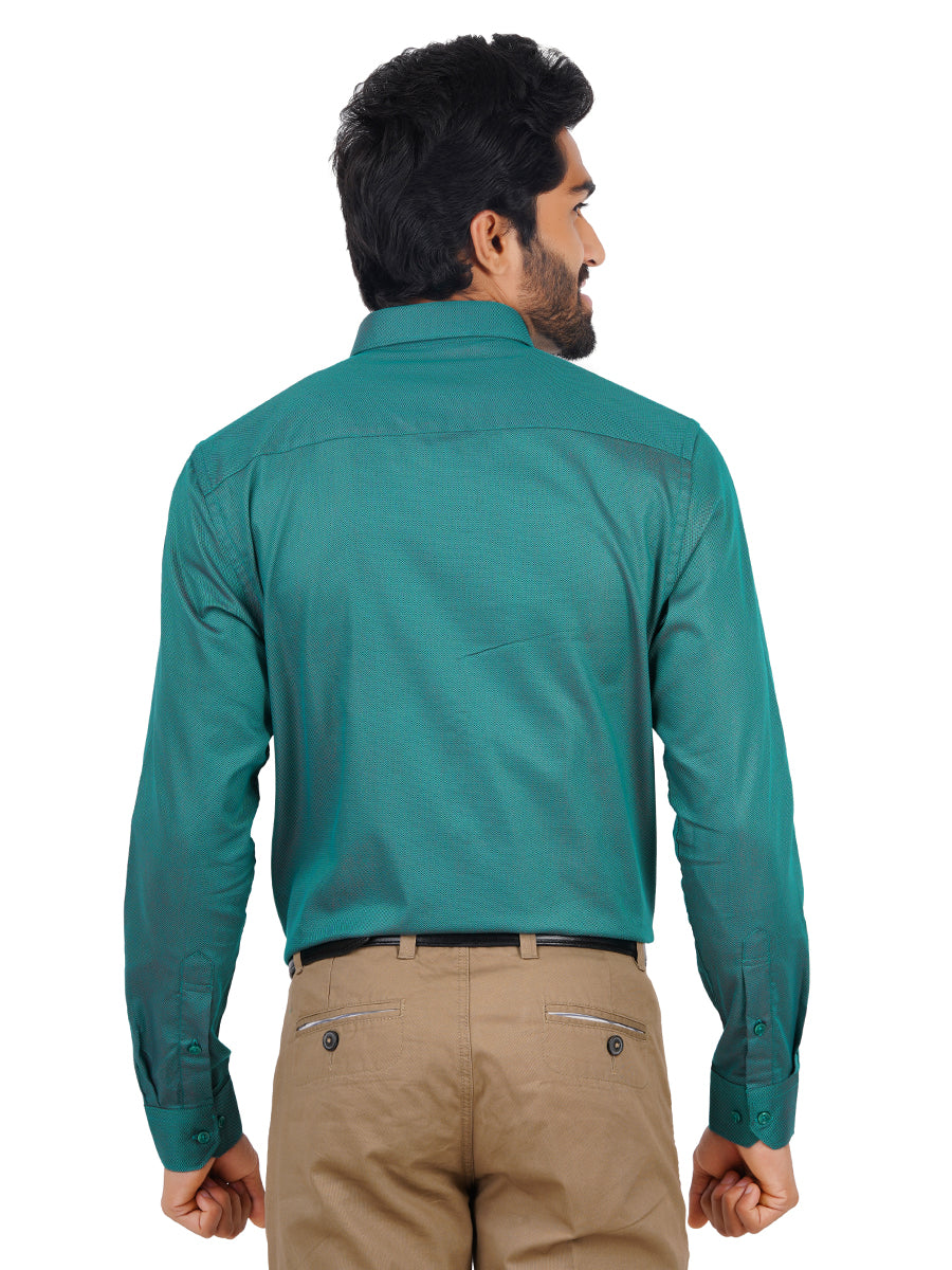 Mens Formal Shirt Full Sleeves Cyan Green T30 TF3-Back view
