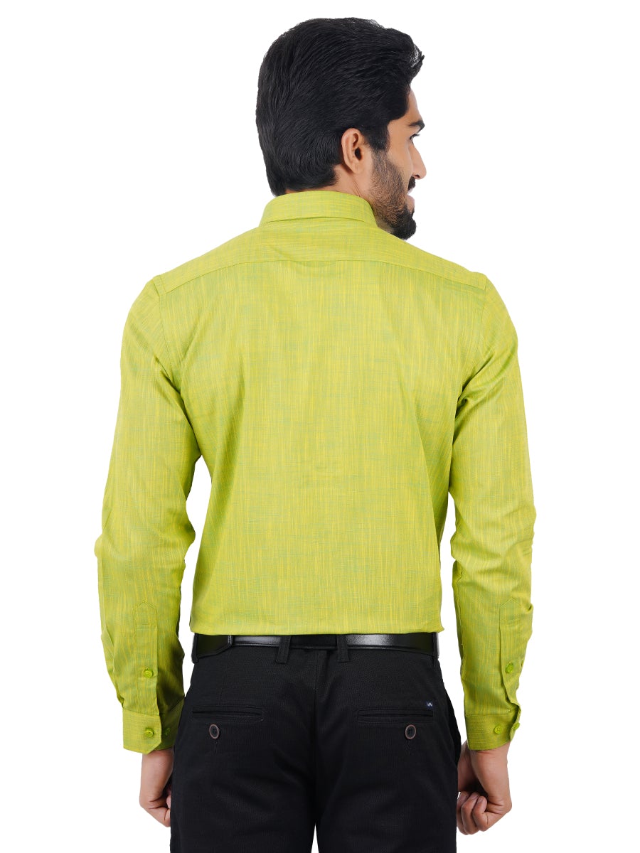 Mens Formal Shirt Full Sleeves Plus Size Yellowish Green CL2 GT2-Back view