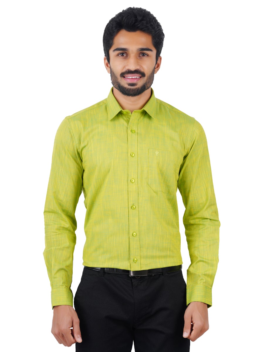 Mens Formal Shirt Full Sleeves Plus Size Yellowish Green CL2 GT2